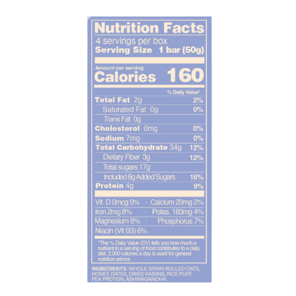 Mood Food  – CHILL Oatmeal Raisin with Ashwagandha Bar