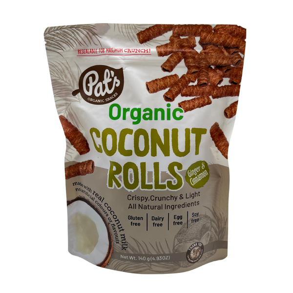 Pat's Organic Snacks – Organic Coconut Rolls (Ginger & Cinnamon)