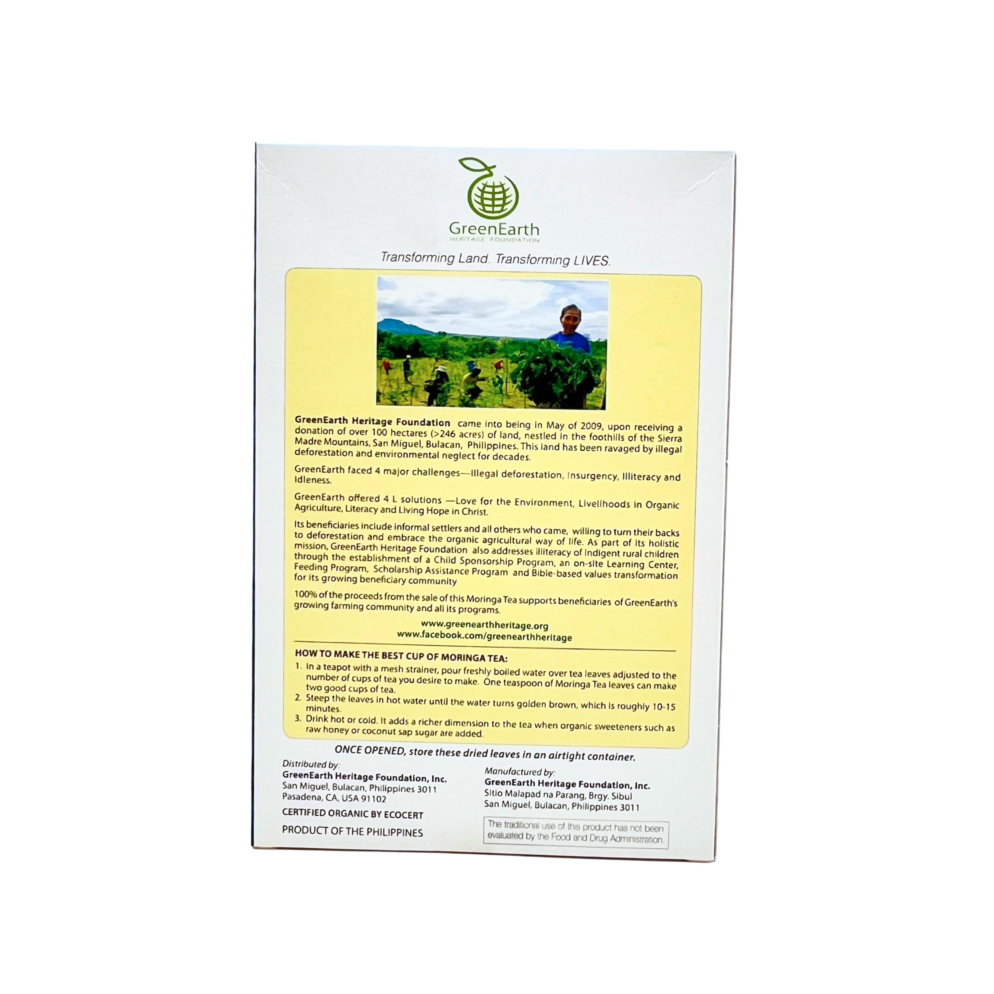 Green Earth — 100% Organic Moringa Tea
