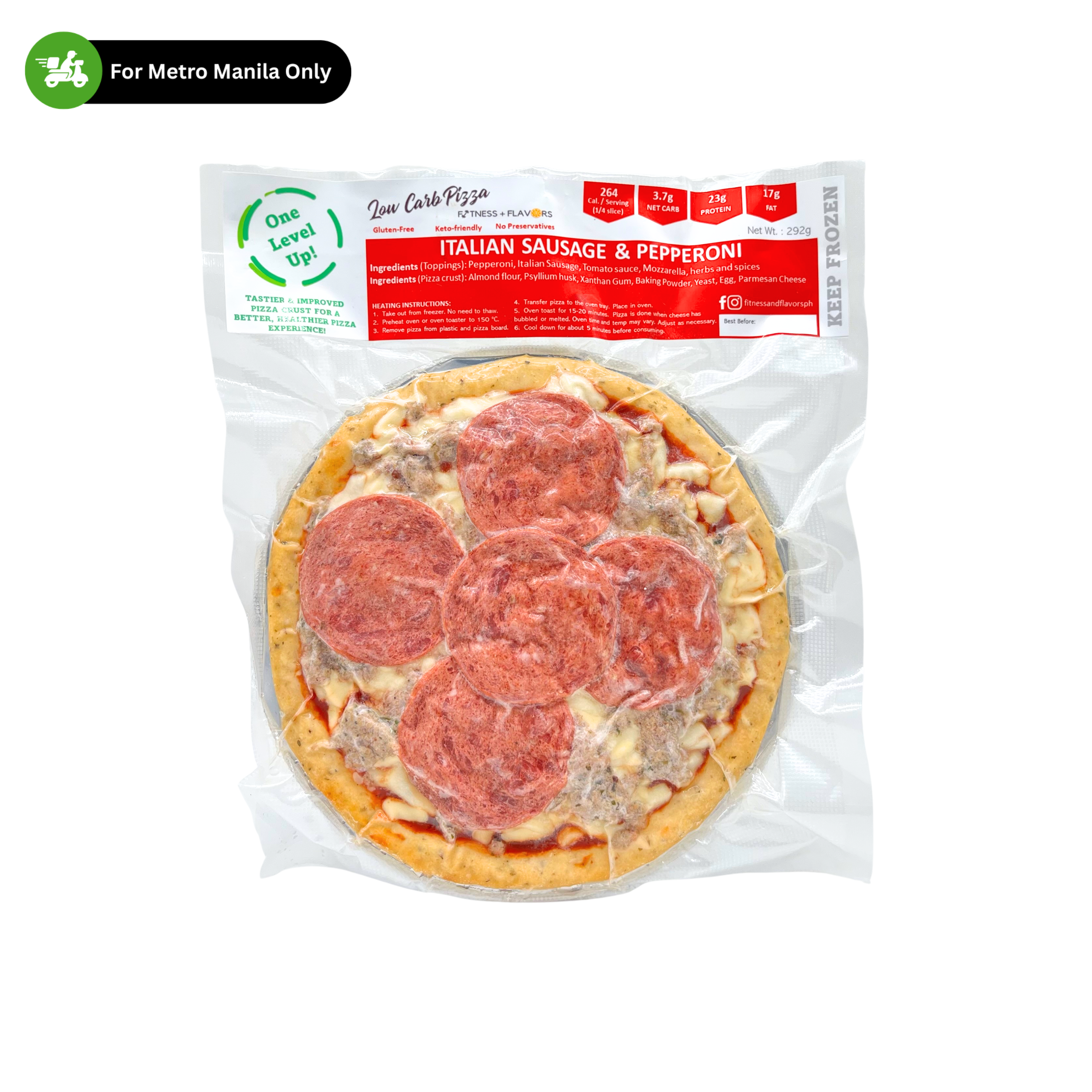 Low Carb Pizza - Italian Sausage and Pepperoni Pizza