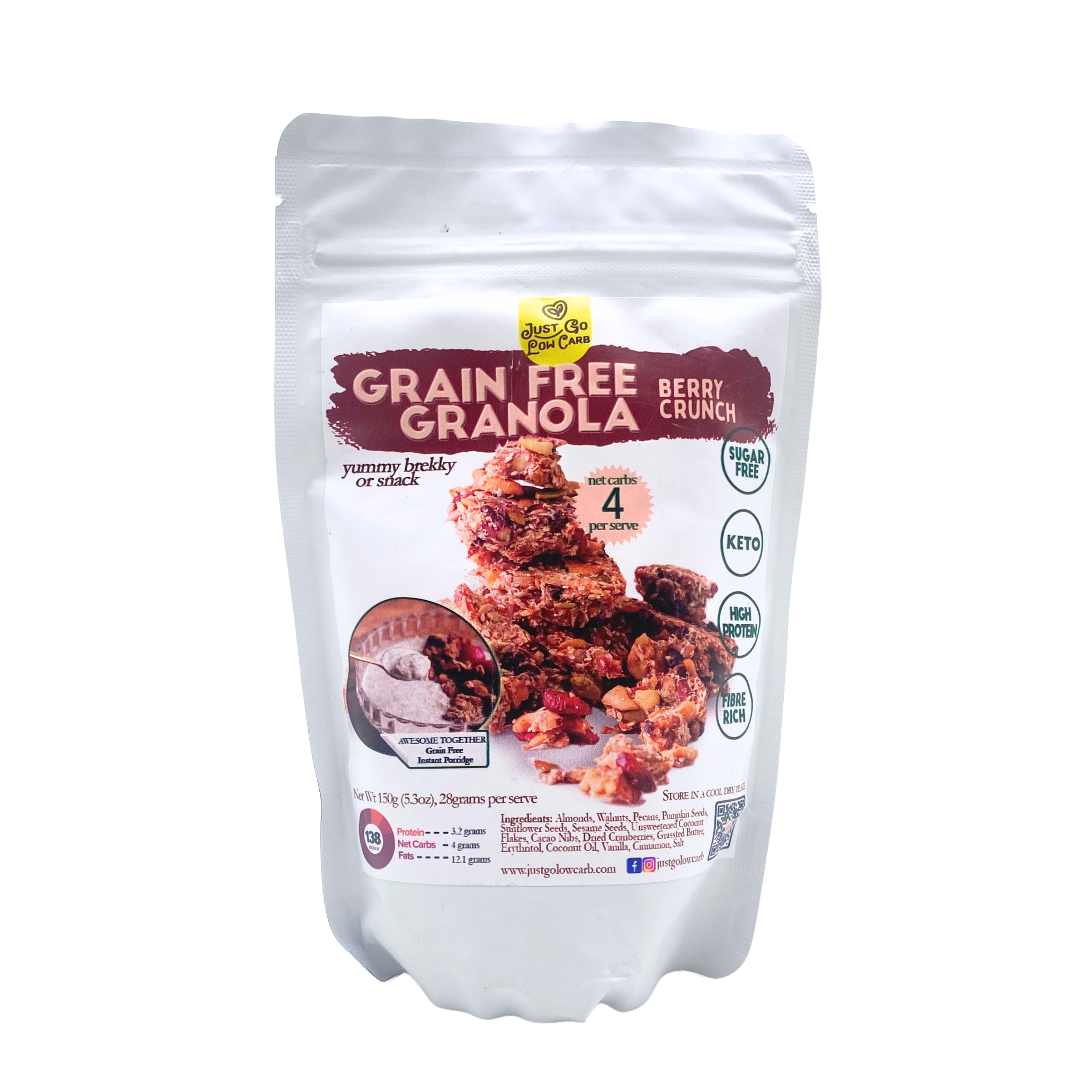 Just Go Low Carb – Berry Crunch Grain Free Granola