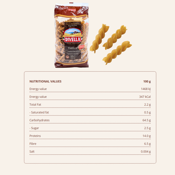 Divella — Whole Wheat Fusilli Pasta