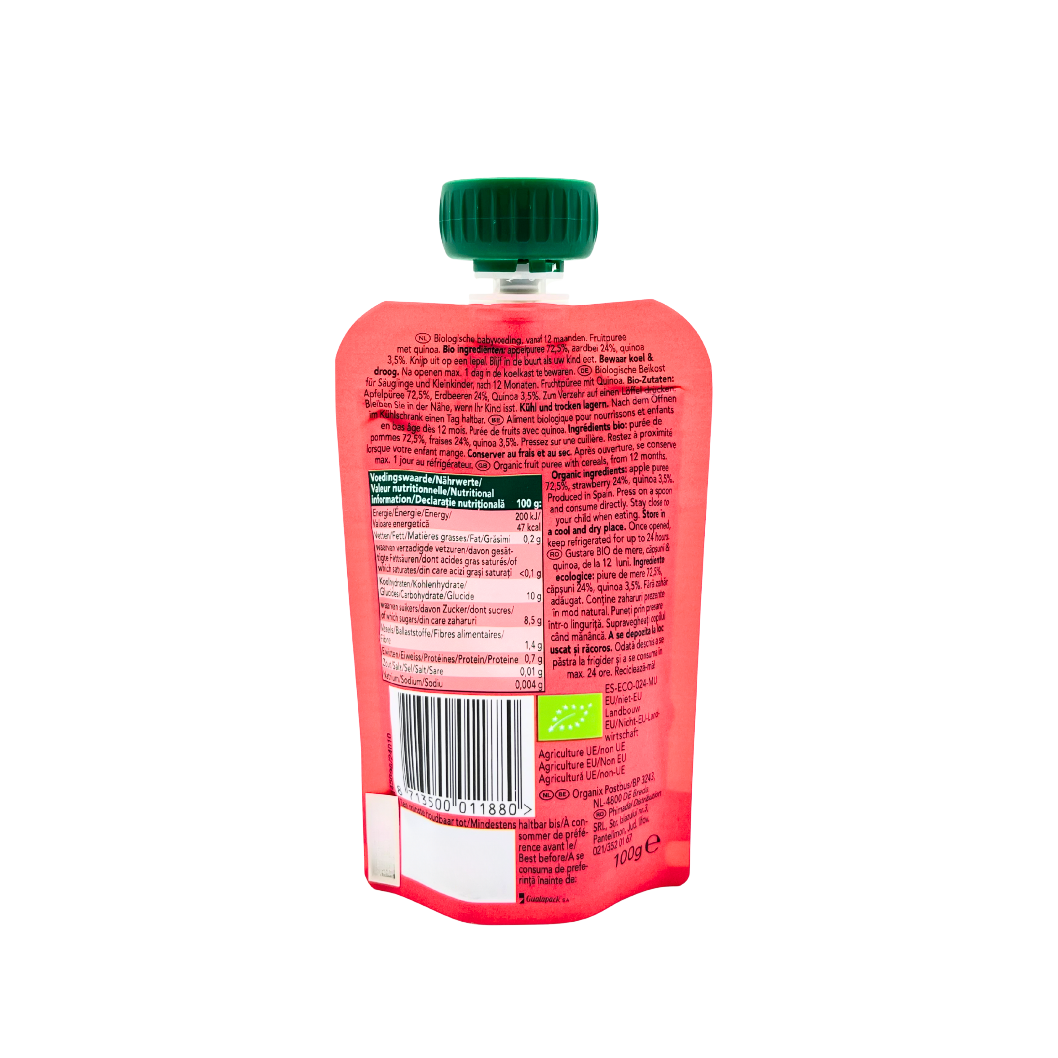 Organix – Apple, Strawberry & Quinoa Fruit Purée Pouch
