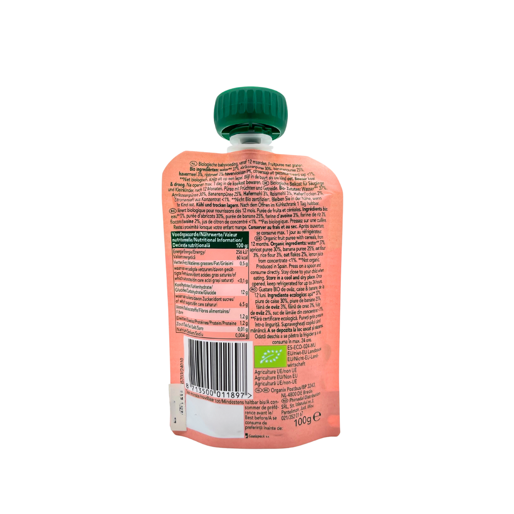 Organix – Oatmeal, Apricot & Banana Fruit Purée Pouch