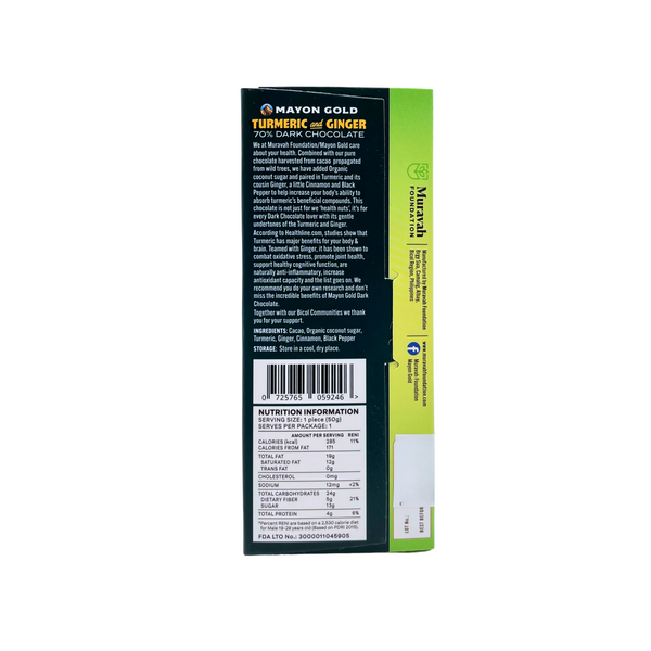 Mayon Gold – Dark Chocolate 70% with Turmeric and Ginger