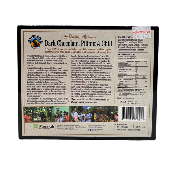 Mayon Gold – Dark Chocolate, Pilinut, & Chili