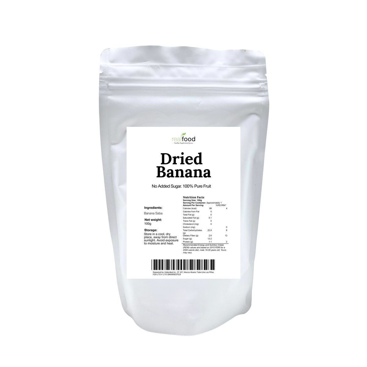 Real Food - Dried Banana No Added Sugar
