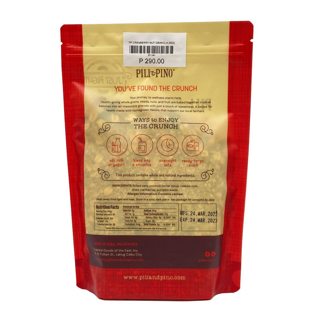 Pili & Pino – Cranberry Nut Granola
